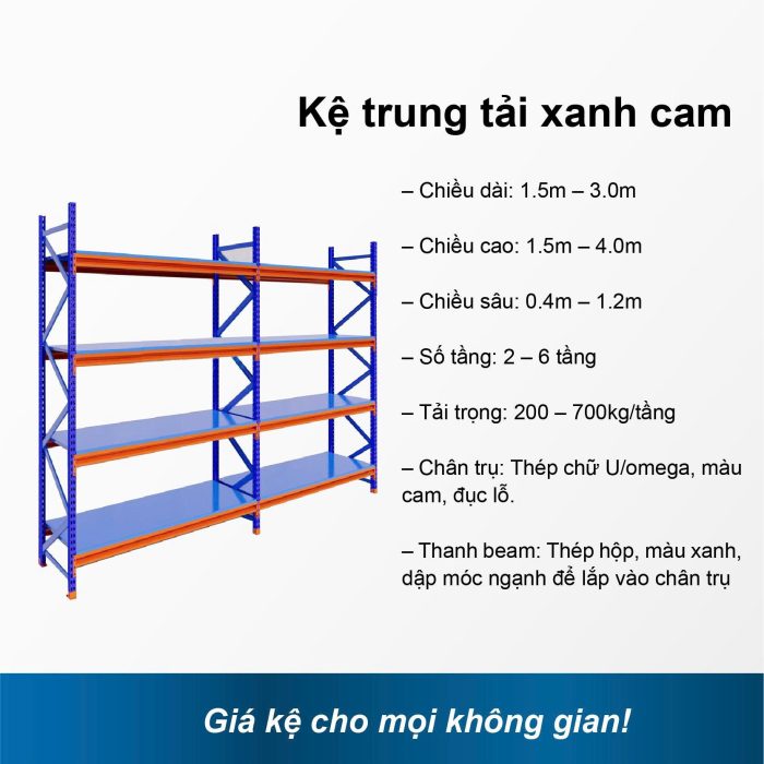 Kệ trung tải xanh cam
